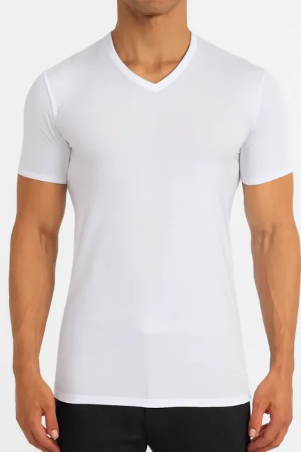 Men’s Short Sleeve V-Neck Undershirt ( 3 pieces) – 100% Combed Cotton